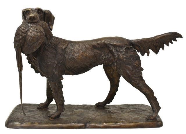 Appraisal: Bronze sculpture Dog with Pheasant unsigned after a work by