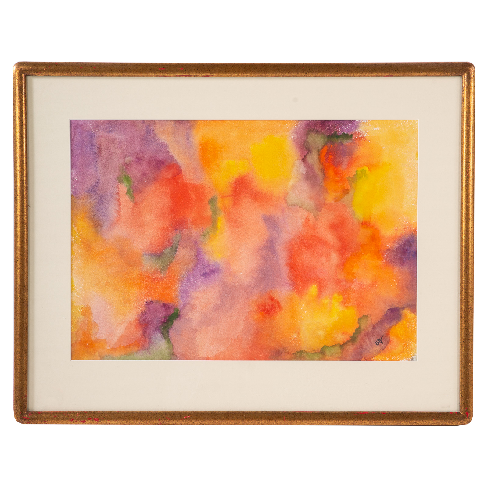 Appraisal: BARBARA P KATZ ABSTRACT IN ORANGE WATERCOLOR American - Watercolor