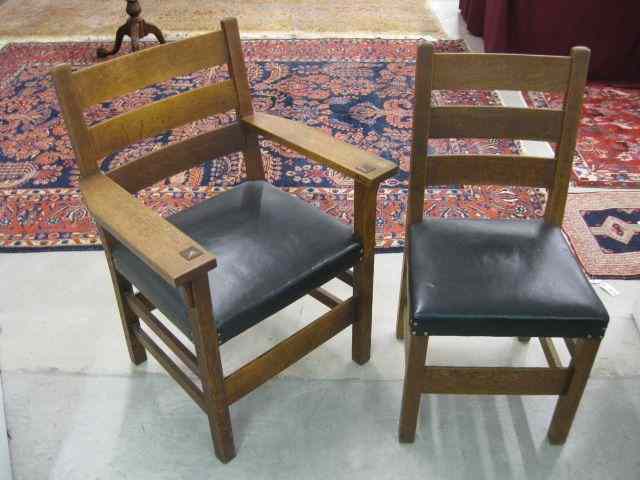 Appraisal: Two Stickley Chairs one an arm chair nicefinish signed