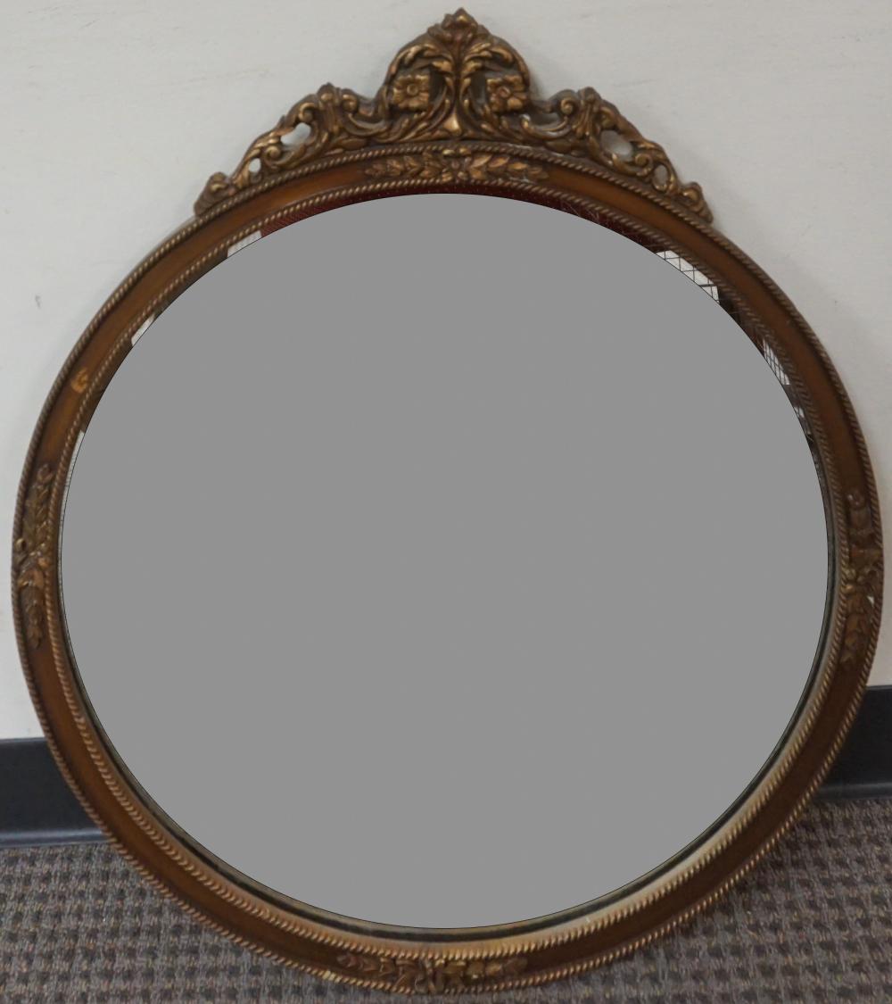 Appraisal: LOUIS XV STYLE GILT DECORATED ROUND MIRROR X IN X