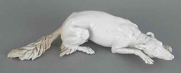 Appraisal: Meissen blanc de chine figure of a reclining hound th