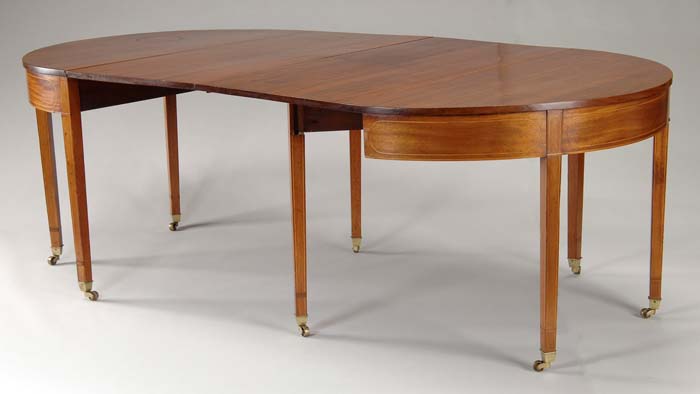 Appraisal: TWO PART INLAID HEPPLEWHITE MAHOGANY DINING TABLE Each section having