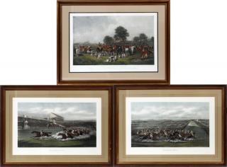 Appraisal: ENGLISH HAND COLORED PRINTS EQUESTRIAN SCENES ENGLISH HAND COLORED PRINTS