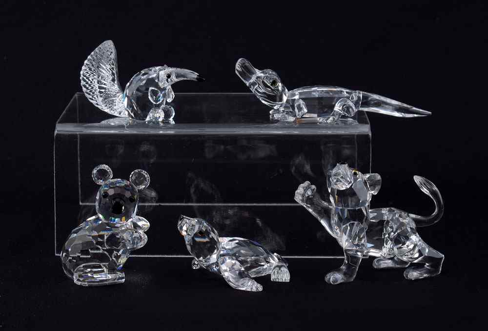 Appraisal: SWAROVSKI CRYSTAL FIGURINES ENDANGERED SPECIES to include MINIATURE ALLIGATOR Michael