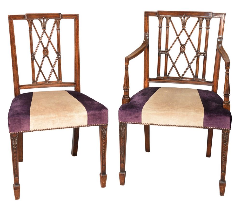 Appraisal: Set of Twelve Sheraton Style Dining Chairs with fully upholstered