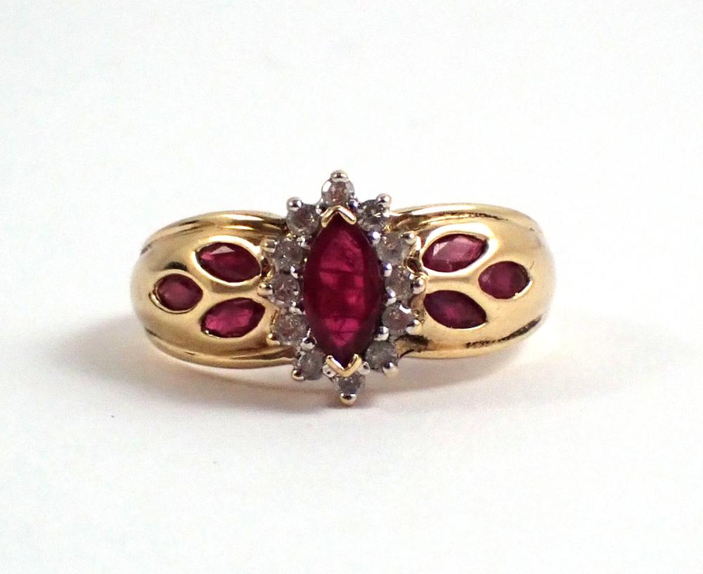 Appraisal: RUBY DIAMOND AND YELLOW GOLD RING The k yellow gold