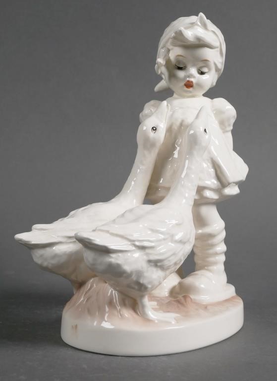 Appraisal: Expressions of Youth Hummel Goose Girl Figurine is white-ware with