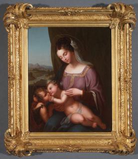 Appraisal: FABULOUS ITALIAN MADONNA CHILD PAINTING ITALIAN SCHOOL th century Madonna