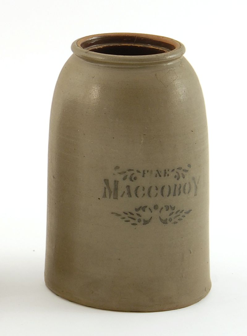 Appraisal: CYLINDRICAL TWO-GALLON STONEWARE CROCK th CenturyWith rounded shoulder Lettered Fine