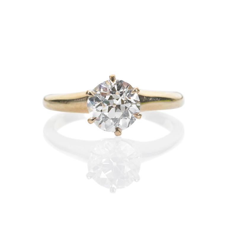 Appraisal: OLD MINE CUT DIAMOND SOLITAIRE RING Condition Report SI -