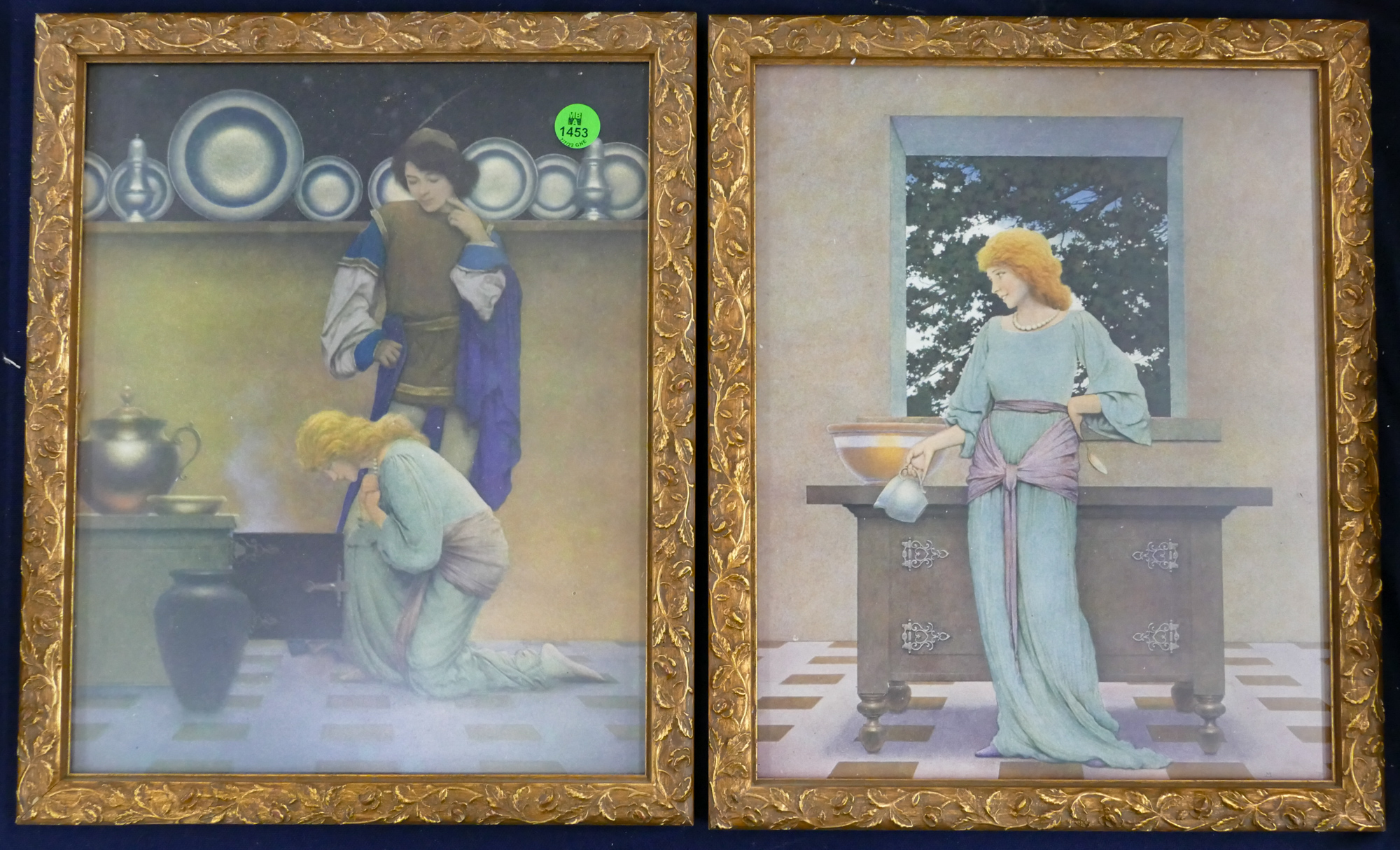 Appraisal: Pair Maxfield Parrish Matching Gilt Framed Prints ''x ''