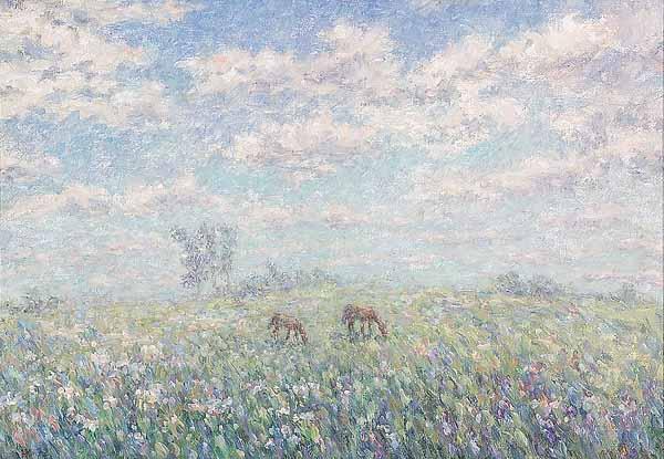 Appraisal: Russian School th c Pasture with Horses oil on canvas