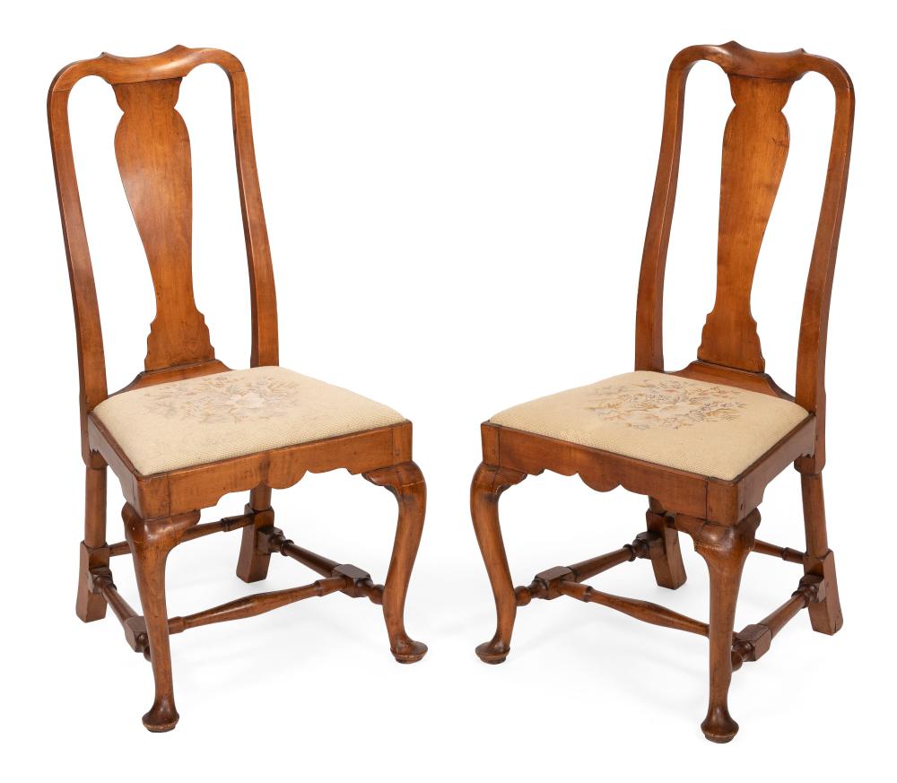 Appraisal: PAIR OF QUEEN ANNE SIDE CHAIRS CONNECTICUT MID- TH CENTURY