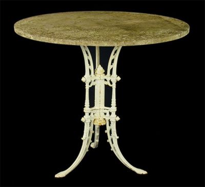 Appraisal: A white painted cast iron tripod table with a circular