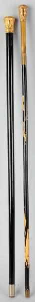 Appraisal: Lot of Walking Stick Canes with Gold Tops One with