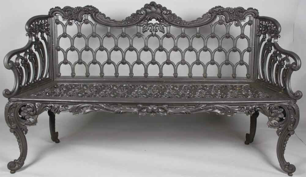 Appraisal: VICTORIAN CAST IRON GARDEN SETTEE STYLE OF CARRON signed ''Carron''