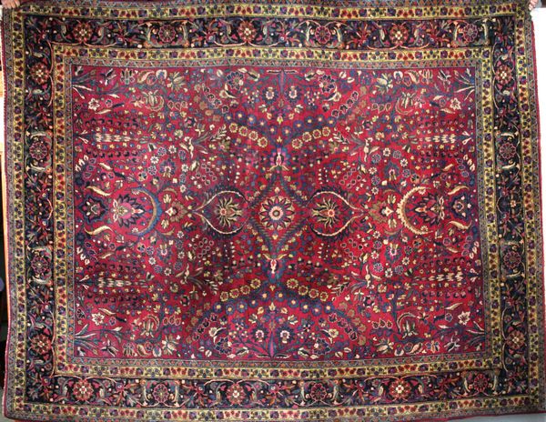 Appraisal: Fine antique Sarouk Meshed rug having rare purple or violet