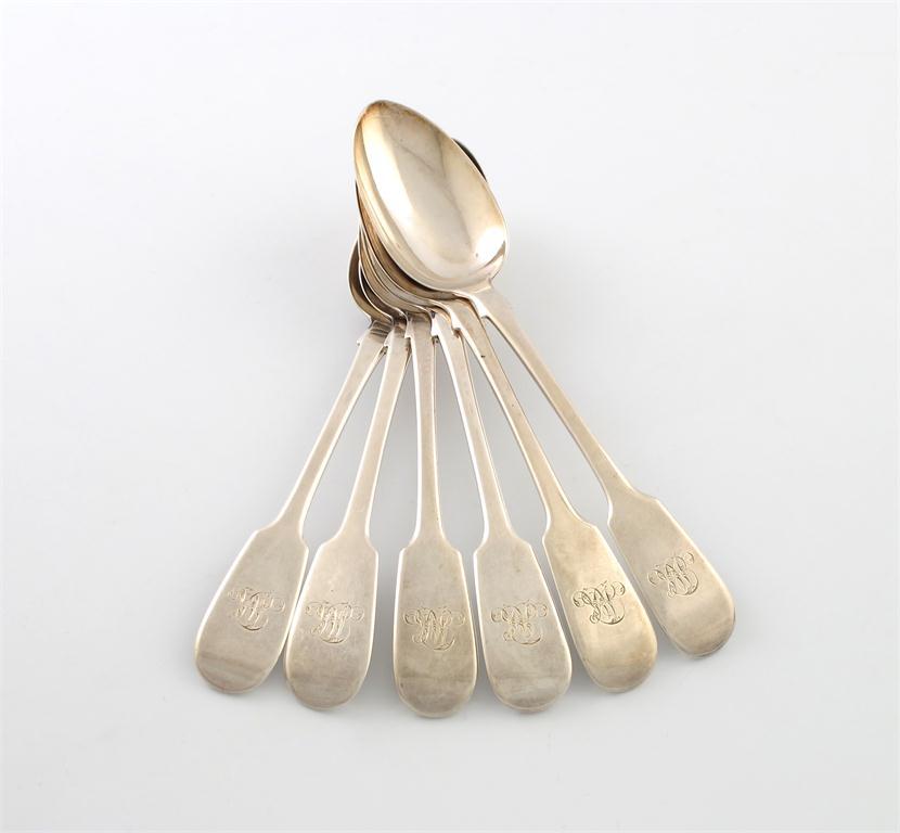 Appraisal: A set of six William IV silver Fiddle pattern tablespoons