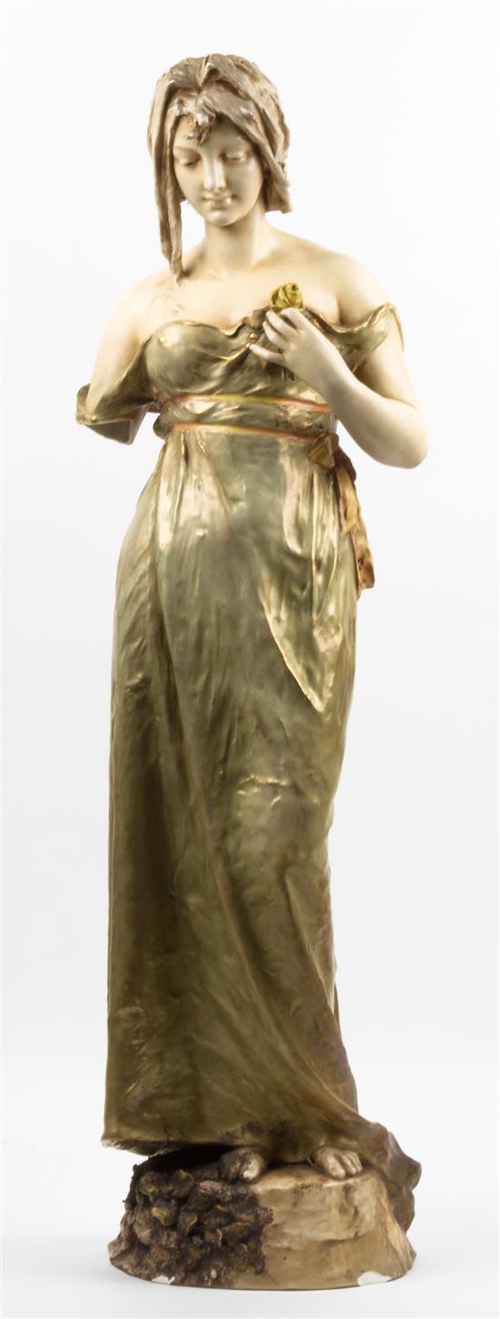 Appraisal: Sale Lot A Turn-Teplitz Ceramic Figure depicting a maiden holding