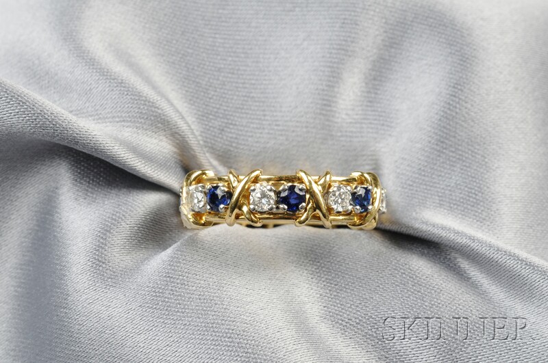 Appraisal: kt Gold Platinum Sapphire and Diamond Band Schlumberger Tiffany Co