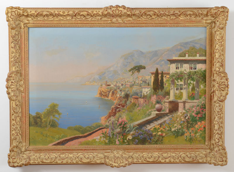 Appraisal: ALOIS ARNEGGER - LANDSCAPE WITH VILLAS BY THE SEA Oil