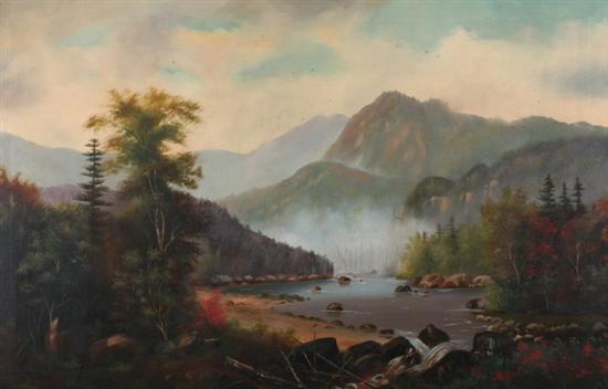 Appraisal: AMERICAN SCHOOL th century MOUNTAIN LANDSCAPE dated lower right Oil