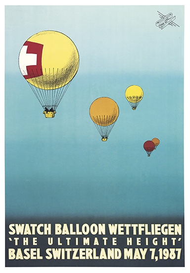 Appraisal: DREW HODGES DATES UNKNOWN SWATCH BALLOON WETTFLIEGEN x inches x