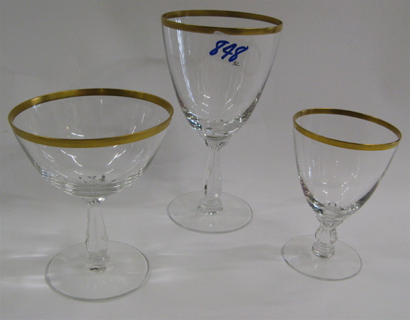 Appraisal: FOSTORIA GOLD RIMMED CRYSTAL STEMWARE SET pieces including wine goblets