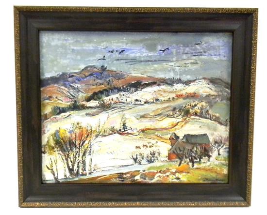 Appraisal: Marion Huse American - Snowy Fields oil on canvas signed