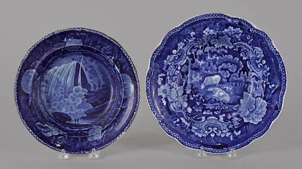 Appraisal: Historical blue Staffordshire Table Rock Niagara shallow bowl '' dia