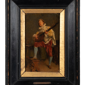 Appraisal: Attributed to Jean-Louis-Ernest Meissonier French - Troubadour oil on panel