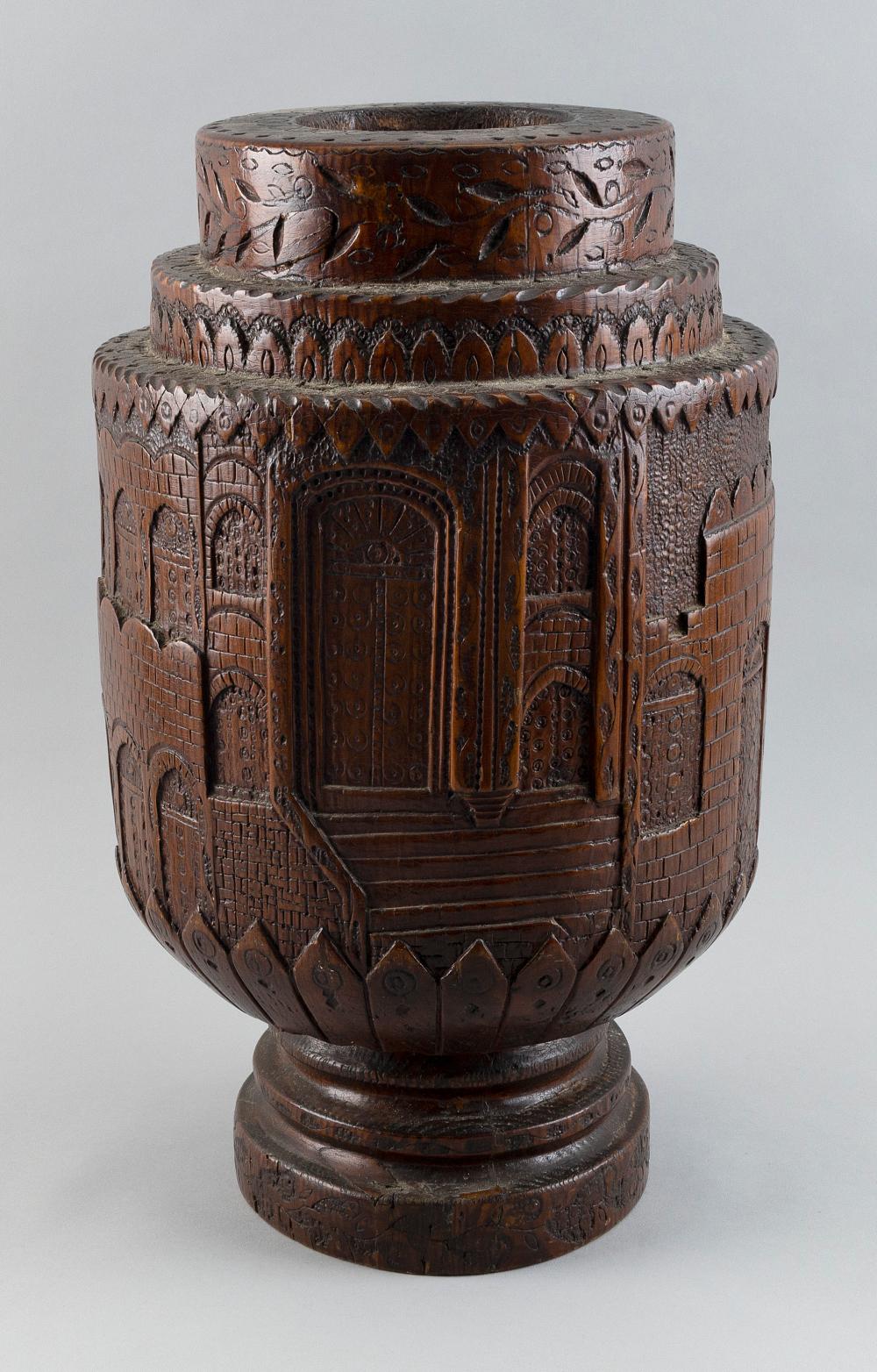 Appraisal: UNUSUAL CONTINENTAL CARVED OAK URN PROBABLY TH CENTURY HEIGHT DIAMETER