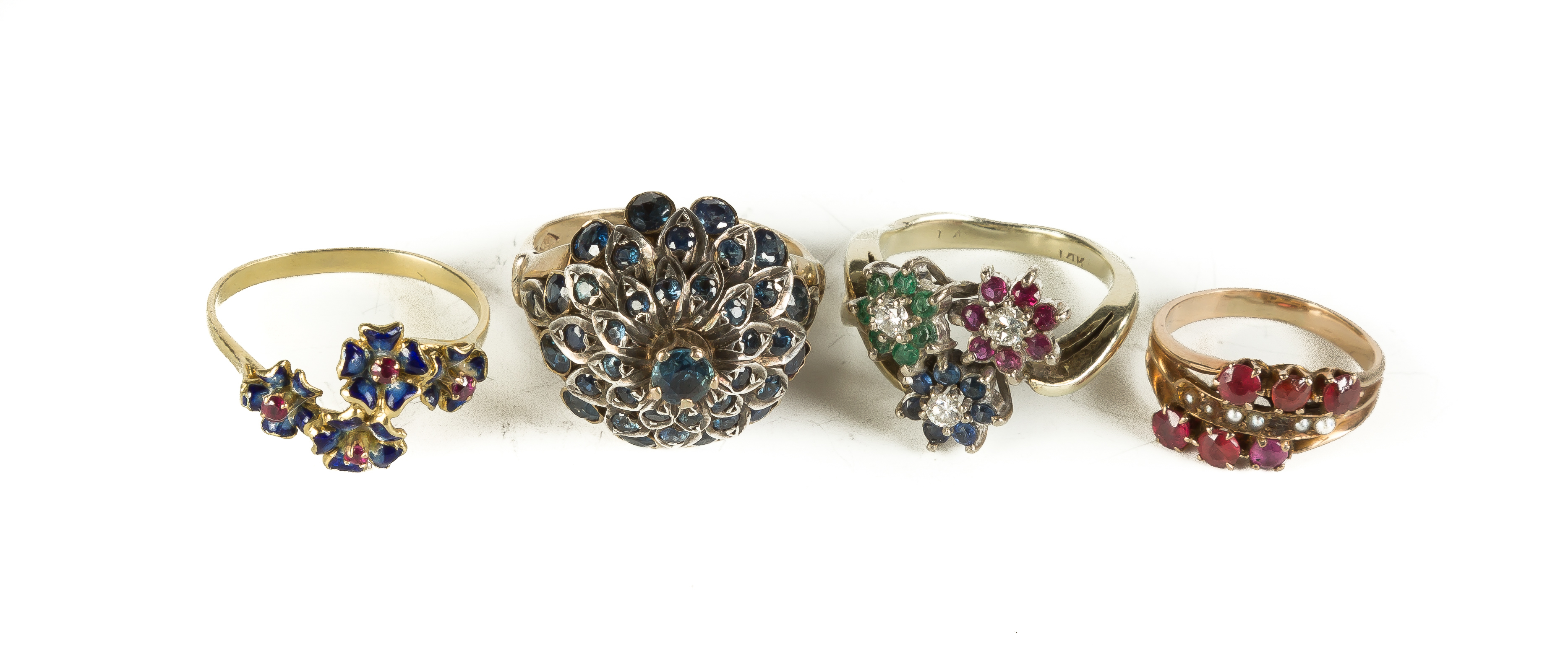 Appraisal: Four Vintage Rings L to R K gold ruby and