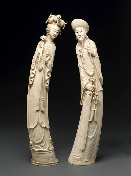 Appraisal: A pair of ivory emperor and empress figures th Century