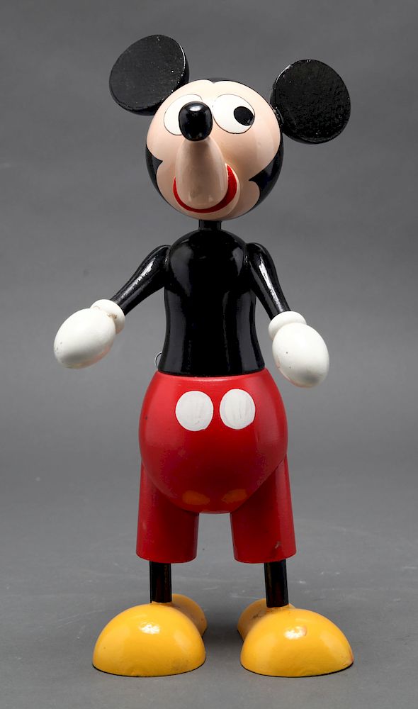 Appraisal: Mickey Mouse Vintage Wood Coin Bank Mickey Mouse vintage wood