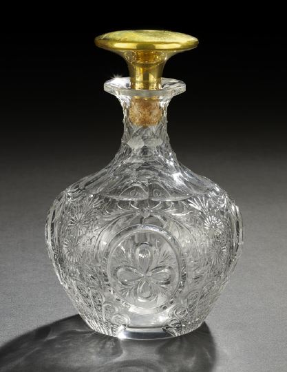 Appraisal: Fine and Rare American Intaglio-Cut Glass Cologne Bottle with a