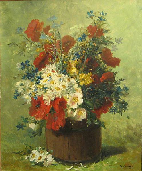 Appraisal: Eug ne Henri Cauchois French - A bouquet of wildflowers