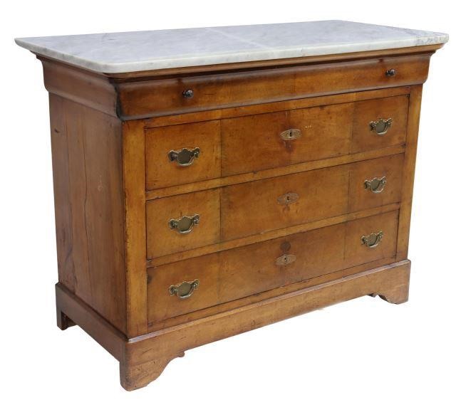 Appraisal: French Louis Philippe period marble-top walnut commode mid th c