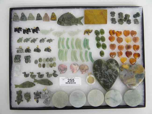 Appraisal: Lot over various pcs Asian jade and stone including pendants