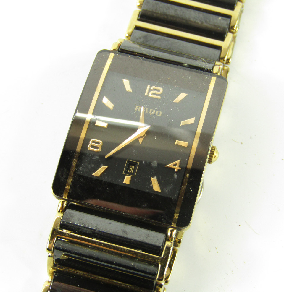 Appraisal: A Rado gentleman's Diastar rectangular cased wristwatch bearing batons Arabic