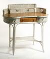 Appraisal: WICKER DESK - Kidney shaped white painted Bar Harbor wicker