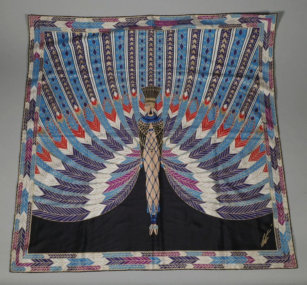 Appraisal: Signed Erte silk scarf titled The Nile Approx x Very