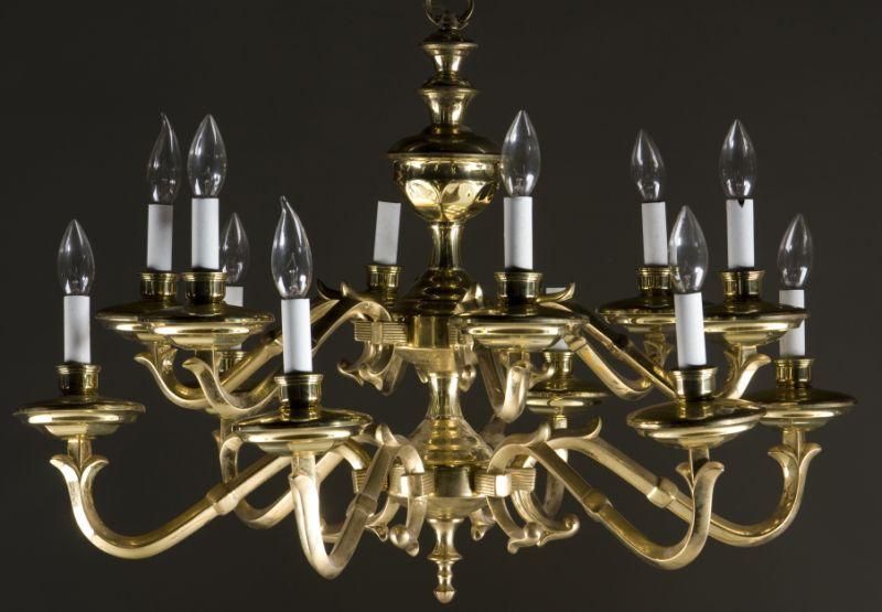 Appraisal: Chippendale Style Brass Chandelier having a tier arm form with