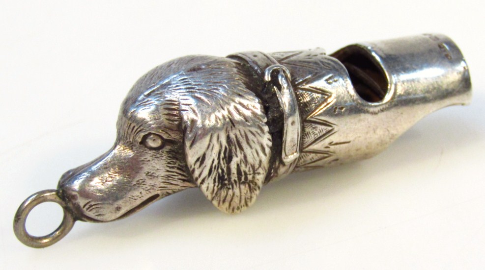 Appraisal: An Elizabeth II novelty silver whistle with setter and ring