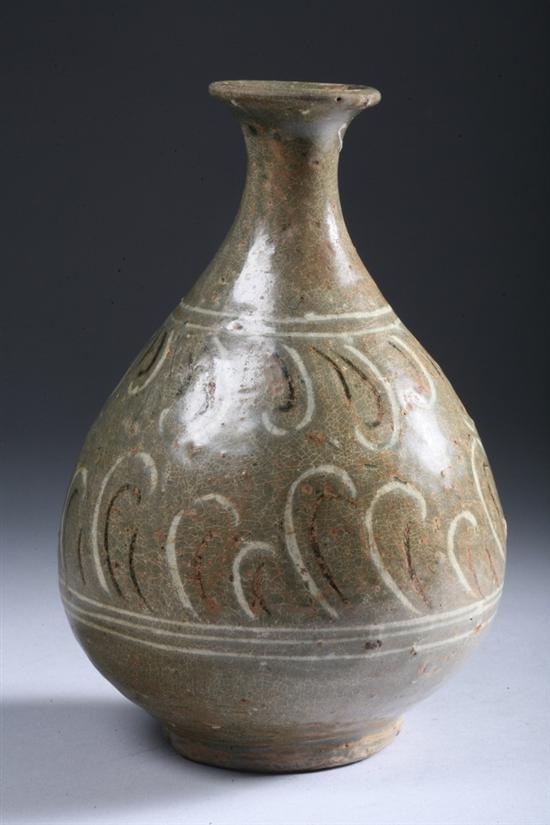 Appraisal: KOREAN INLAID CELADON STONEWARE BOTTLE VASE - in high