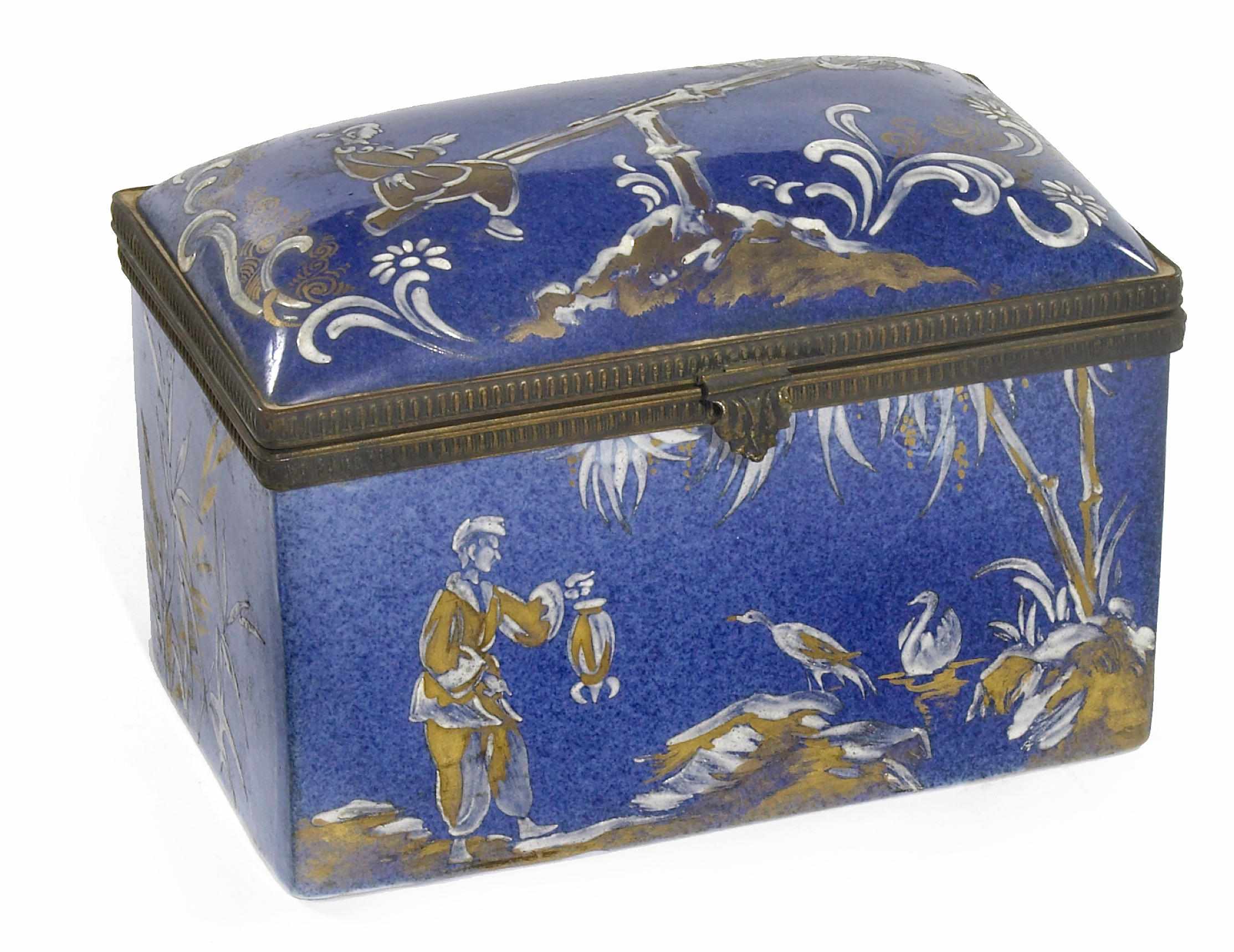 Appraisal: A French gilt metal mounted porcelain table box th century