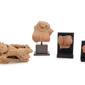 Appraisal: Four Southeast Asian Sandstone Fragments comprising three fragments and one