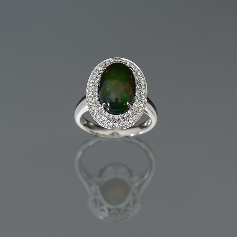 Appraisal: CT BLACK OPAL DIAMOND RING IN K K white gold