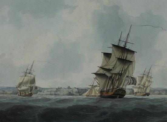 Appraisal: William AndersonShipping off the Coastsigned inscribed versowatercolour cm x cm