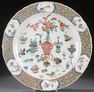 Appraisal: CHINESE FAMILLE VERTE CHARGER C A CHINESE KANGXI FAMILLE VERTE